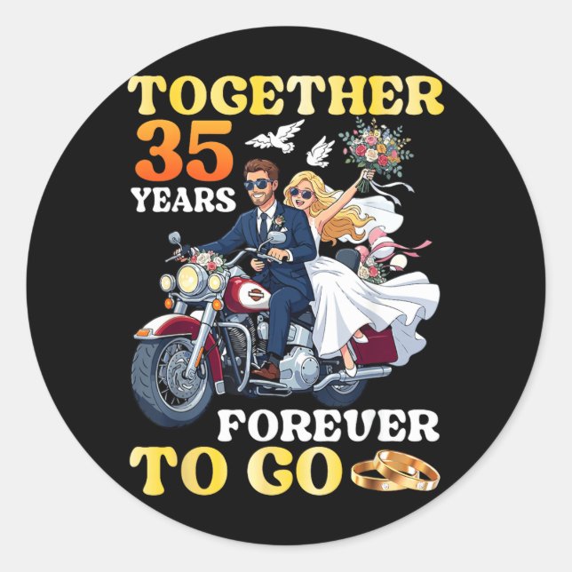 Sticker Rond Ensemble 35 Ans Pour Toujours 35e Anniversaire De  (Devant)
