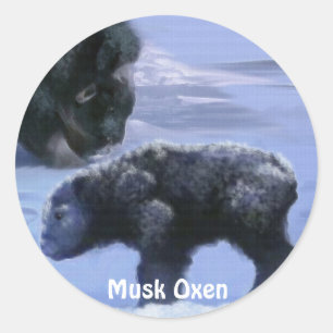 Sticker Rond Ensemble d'art Oxyde de musc et Ours de neige