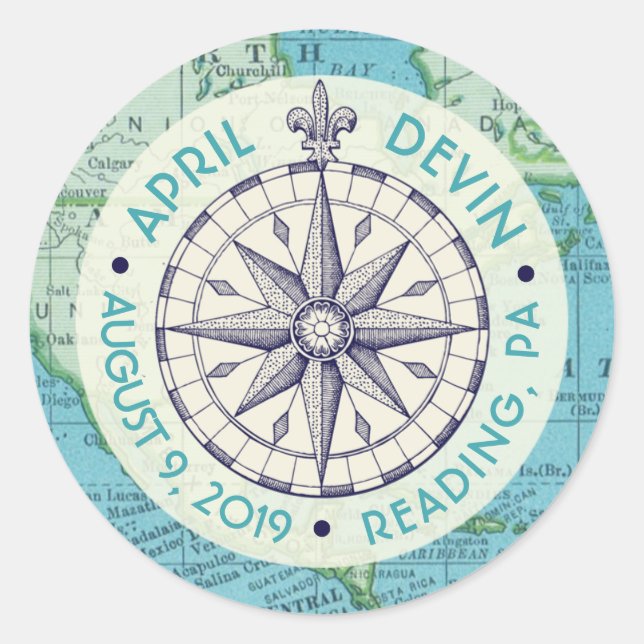 Sticker Rond Ensemble d'autocollants d'invitation de voyage (Devant)