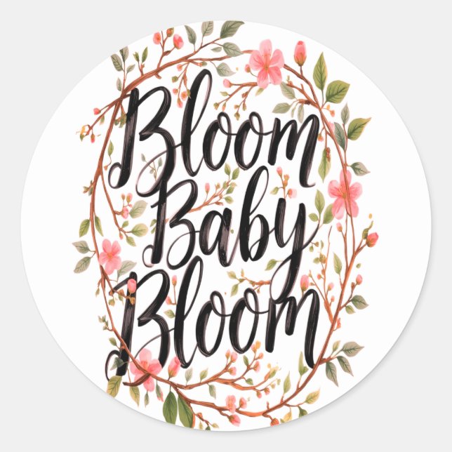 Sticker Rond Ensemble d'autocollants floraux Rose & Ladybug (Devant)