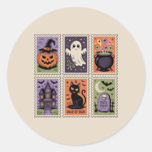 Sticker Rond Ensemble d'autocollants Halloween vintage mignon -