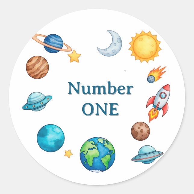 Sticker Rond Ensemble de cliparts de cercle spatial avec planèt (Devant)