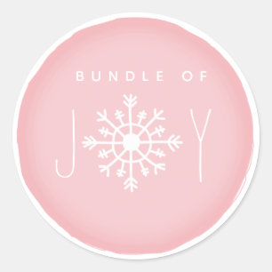 Sticker Rond Ensemble de Joy Snowflake Baby shower rose