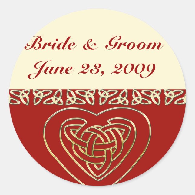 Sticker Rond Ensemble de Mariages de coeur celtique (Devant)