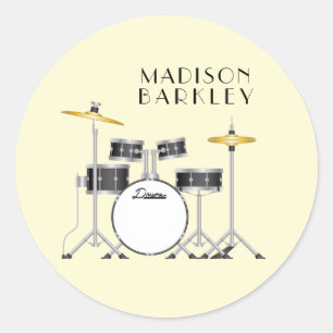 Sticker Rond Ensemble de tambours Musique de groupe d'enseignan