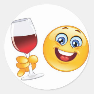 Sticker Rond ensemble en verre de vin d'autocollant d'emoji de