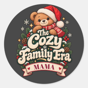 Sticker Rond Ensemble familial personnalisé pour Noël