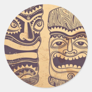 Sticker Rond Ensemble Tiki vintage