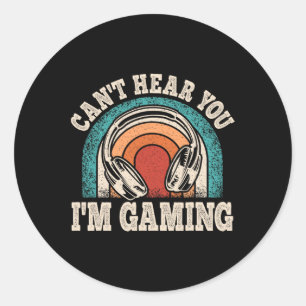 Sticker Rond Entendez-Vous Je Joue Drôle Jeu Retro Joueur Vidéo