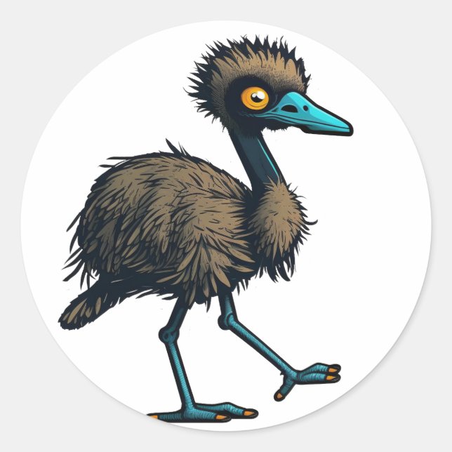 Sticker Rond Entendre Emu (Devant)
