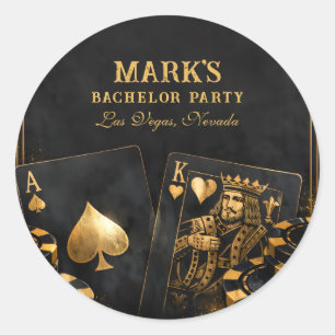 Sticker Rond Enterrement de vie de garçon à Las Vegas Luxueux N