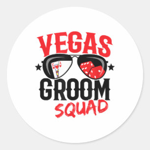 Sticker Rond Enterrement de vie de garçon à Vegas - Marié à Veg