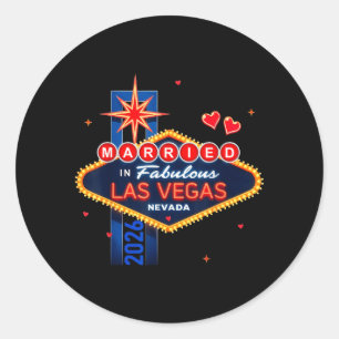 Sticker Rond Enterrement de vie de garçon à Vegas Marié à Vegas