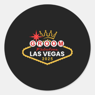 Sticker Rond Enterrement de vie de garçon Vegas Groupe 2025 Mar