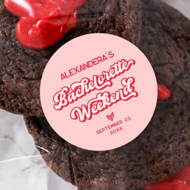 Sticker Rond Enterrement de vie de jeune fille à Vegas Rouge et (Créateur téléchargé)