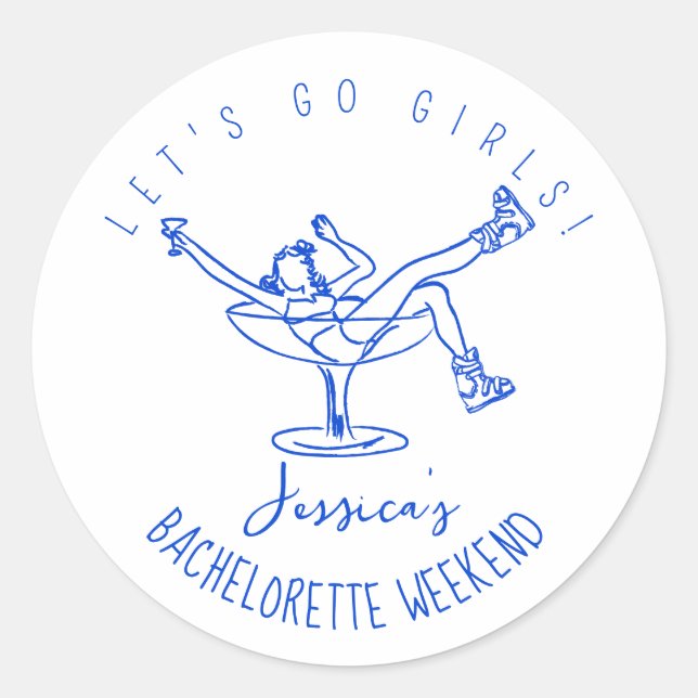 Sticker Rond Enterrement de vie de jeune fille après ski gribou (Devant)