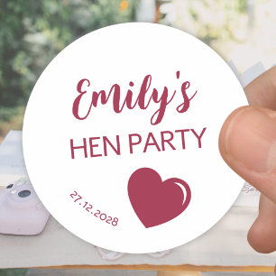 Sticker Rond Enterrement de vie de jeune fille Burgundy