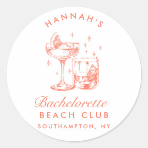 Sticker Rond Enterrement de vie de jeune fille Cocktail Rétro M
