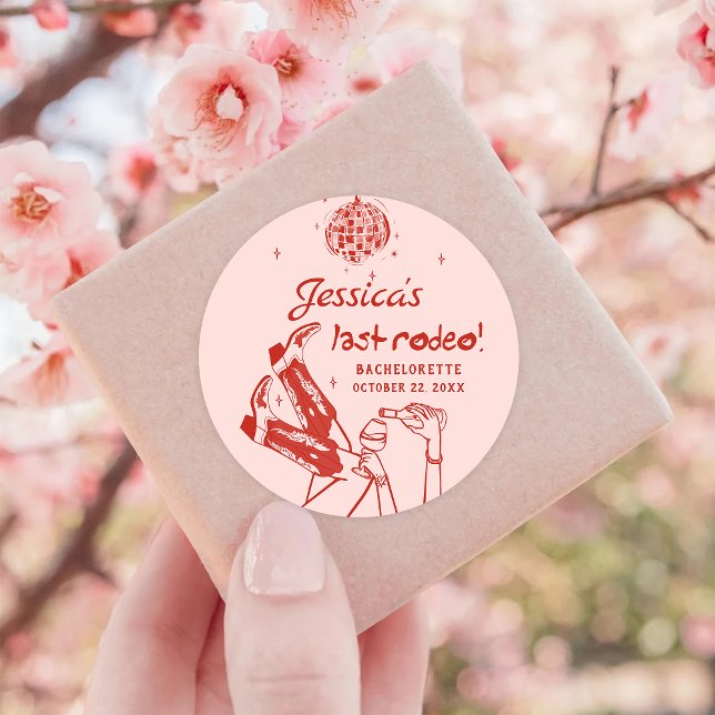 Sticker Rond Enterrement de vie de jeune fille Cowgirl Disco (Créateur téléchargé)