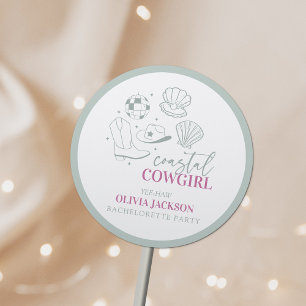 Sticker Rond Enterrement de vie de jeune fille Cowgirl Maritime