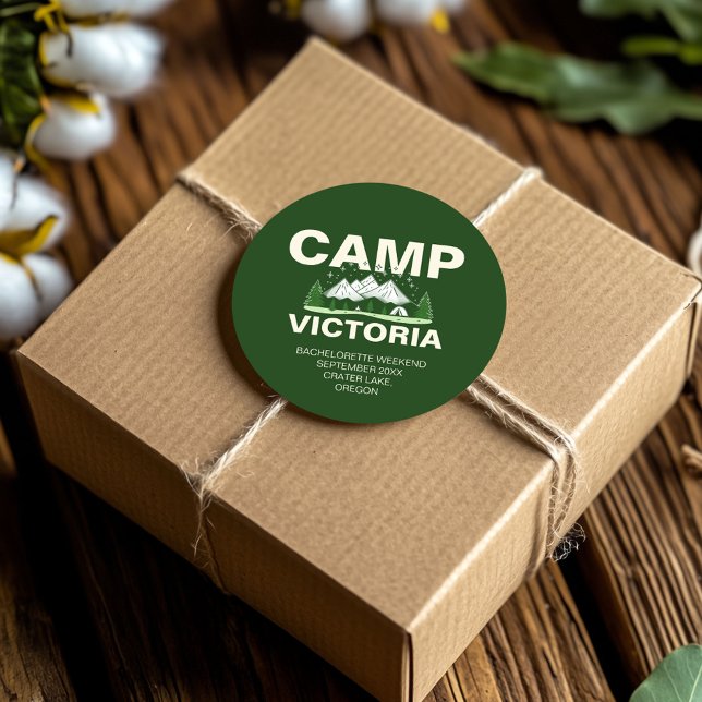 Sticker Rond Enterrement de vie de jeune fille de camping moder (Créateur téléchargé)