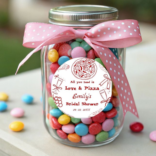 Sticker Rond Enterrement de vie de jeune fille Hand Drawn Pizza (Créateur téléchargé)