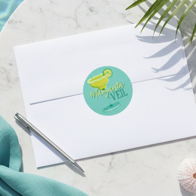 Sticker Rond Enterrement de vie de jeune fille Margarita Veil (Margarita Veil Bachelorette Party Classic Round Sticker)