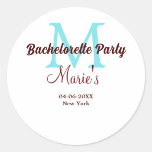 Sticker Rond enterrement de vie de jeune fille monogramme ajout