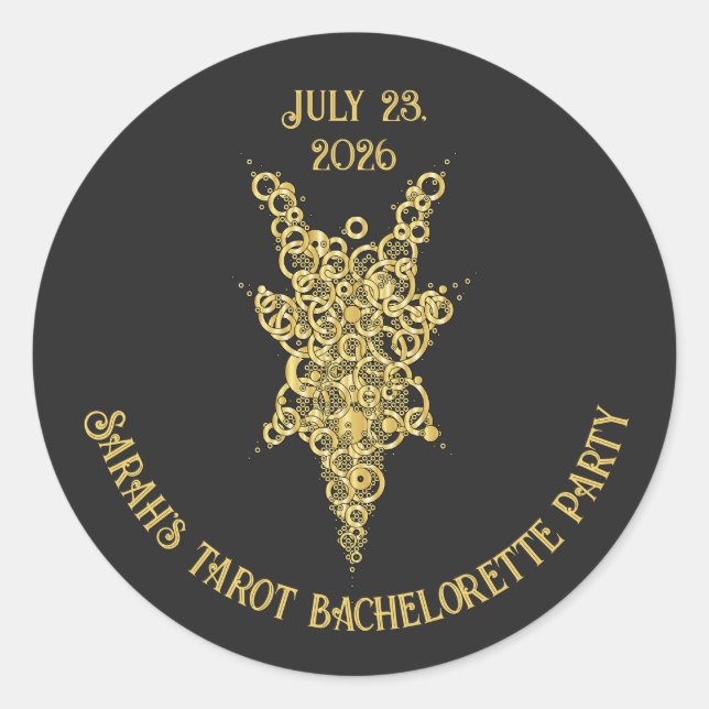 Sticker Rond Enterrement de vie de jeune fille Mystic Tarot (Devant)