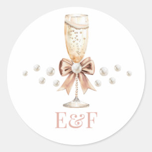 Sticker Rond Enterrement de vie de jeune fille Perles & Prosecc