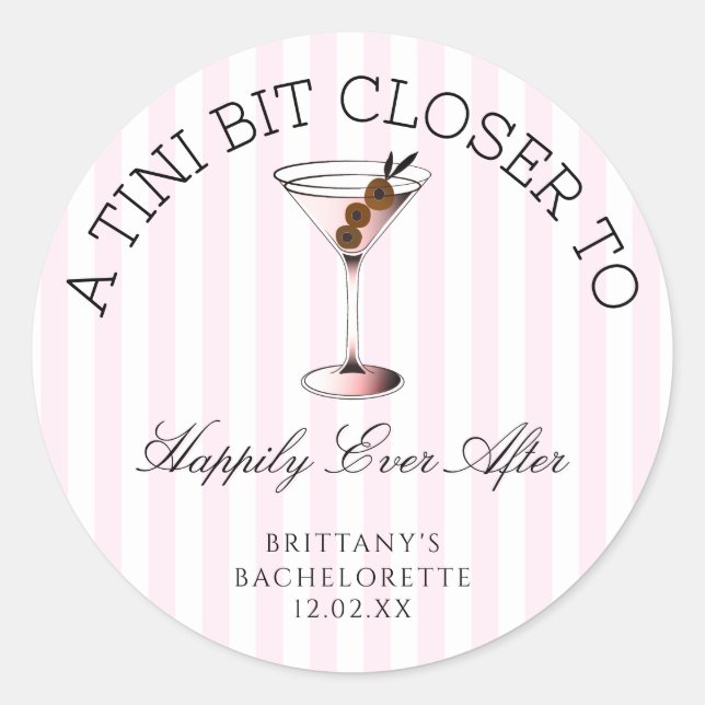 Sticker Rond Enterrement de vie de jeune fille Tini Bit Closer  (Devant)