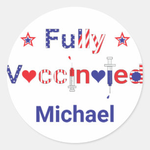 Sticker Rond Entièrement vacciné en étoiles et en bandes