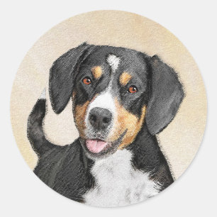 Sticker Rond Entlebucher Mountain Dog Peinture - Art original