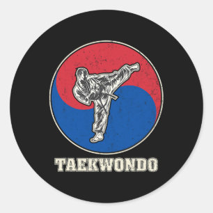 Sticker Rond Entraînement d'Art Martial de Karaté de Kickboxing
