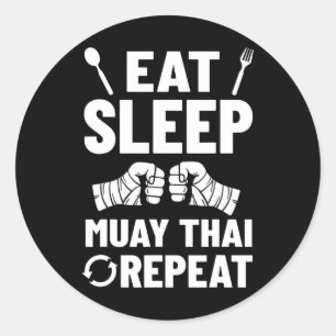 Sticker Rond Entraînement de boxe thaï Fighter Kickboxing Début