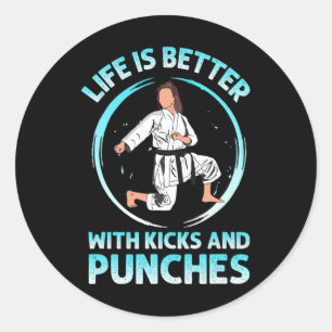 Sticker Rond Entraînement de karaté Poings Ceinture noire Sport