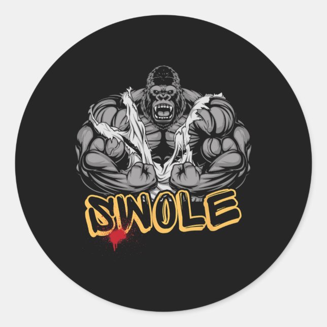 Sticker Rond Entraînement de musculation intense en mode gorill (Devant)