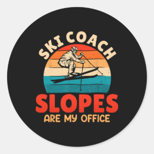 Sticker Rond Entraînement de ski Les pentes du coach de ski son