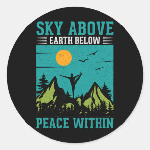 Sticker Rond Entraînement de yoga Ciel au-dessus Paix en dessou