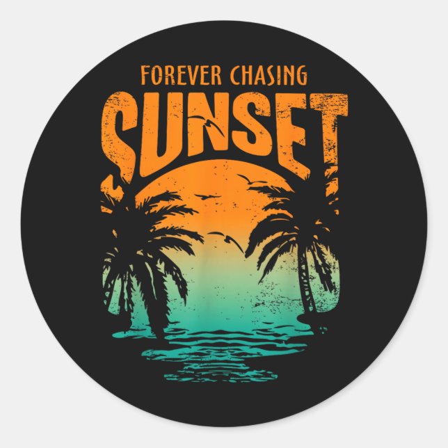 Sticker Rond Entraînement Éternelle Poursuite du Coucher du Sol (Devant)