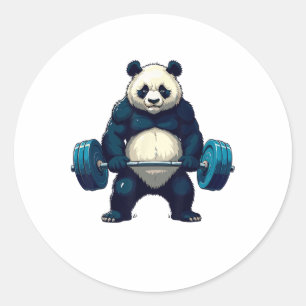 Sticker Rond Entraînement Panda Deadlifter Funny Gym Tee Liftin