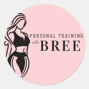 Sticker Rond Entraînement Personnel de Fitness Féminin Minimali