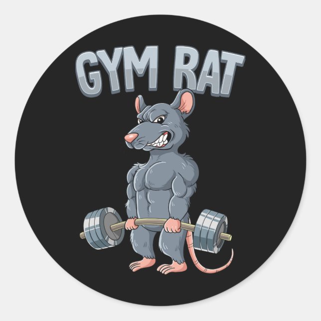 Sticker Rond Entraînement Poids Décharge Gym Rat (Devant)