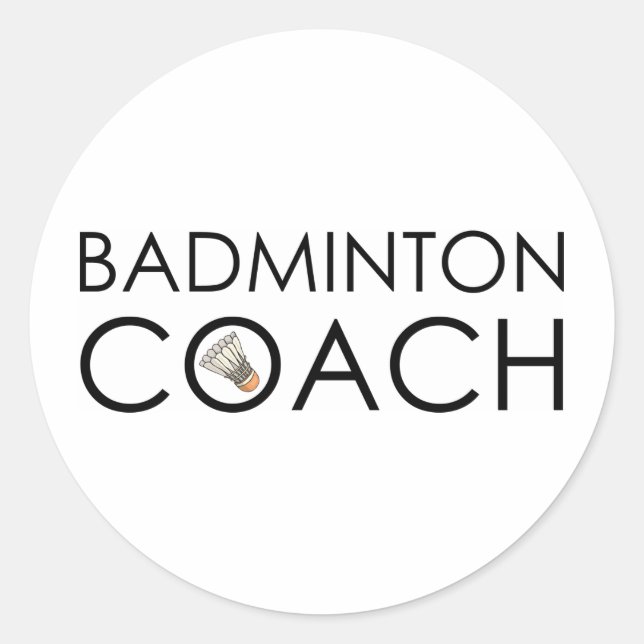 Sticker Rond Entraîneur de Badminton (Devant)