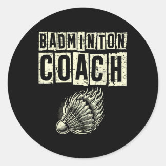 Sticker Rond Entraîneur de badminton navette raquette