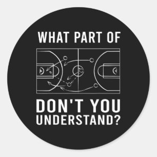 Sticker Rond Entraîneur De Basketball Amusant Pour Hommes Diagr