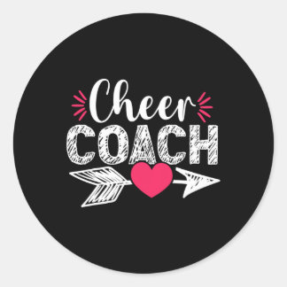 Sticker Rond Entraîneur de cheerleading mignon cœur cheerleader