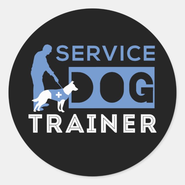 Sticker Rond Entraîneur de chiens de service (Devant)