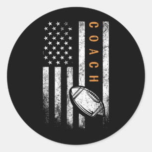 Sticker Rond Entraîneur de football américain Drapeau Football