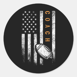 Sticker Rond Entraîneur de football américain Drapeau Football 